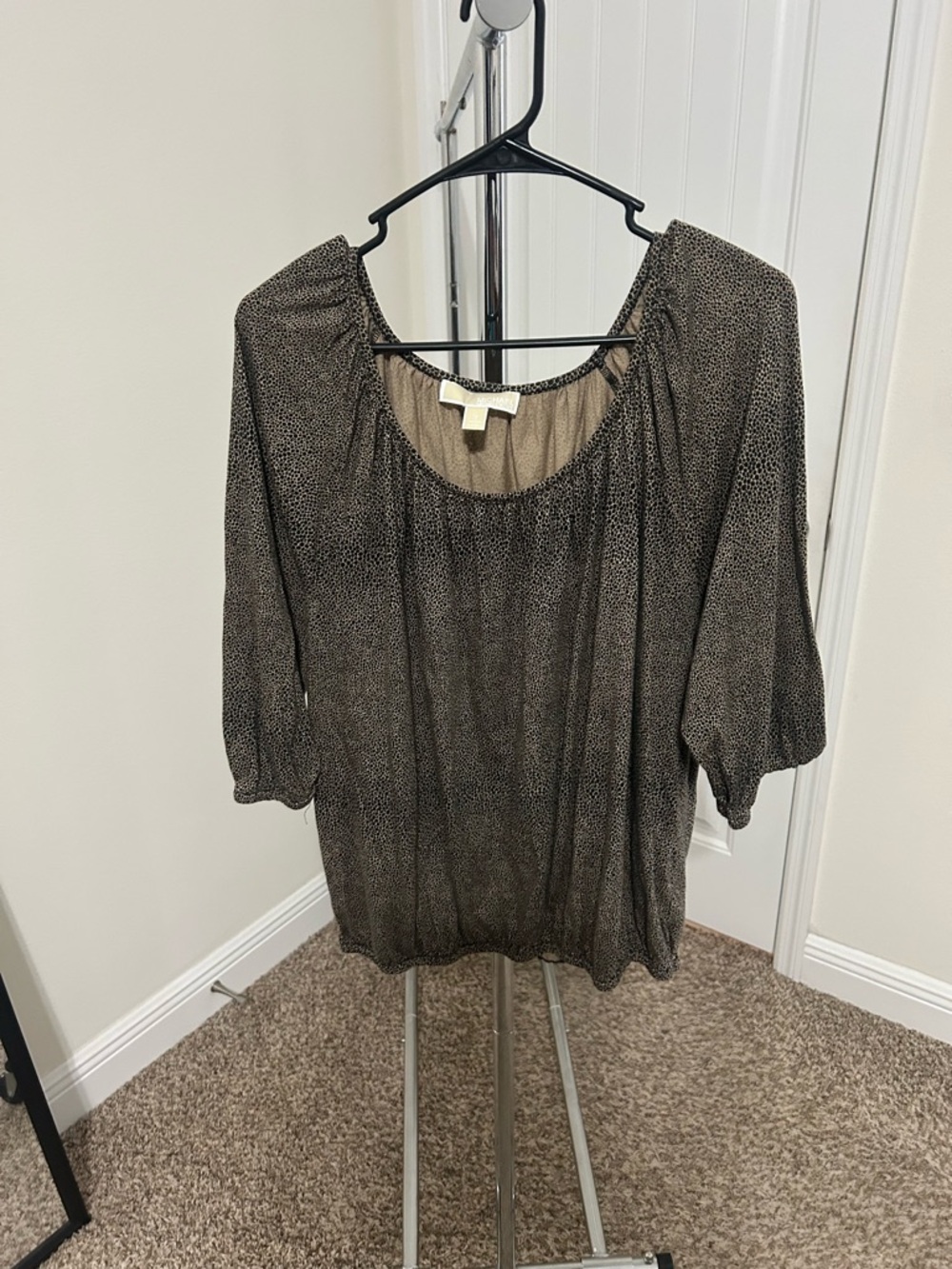 Michael Kors Brown Scoop Neck Printed Blouse